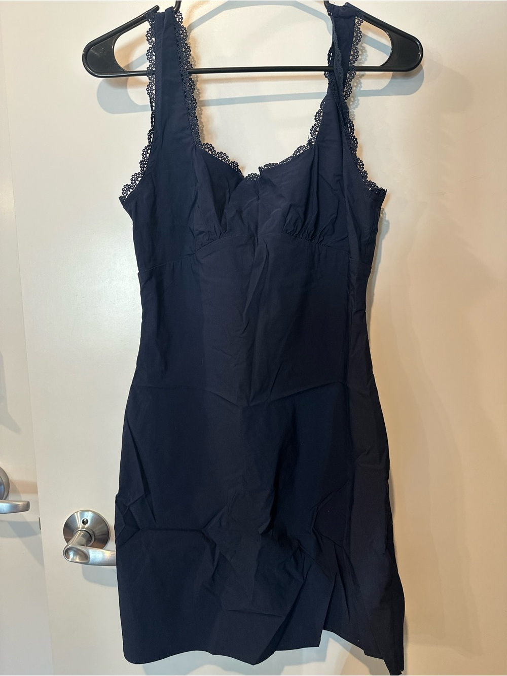 Workshop Republic Clothing Navy Lace-Trim Mini Dress